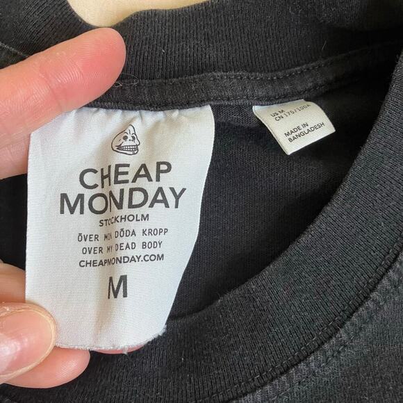 Cheap Monday Uni Tee Speech Logo Large Skull Black Short Sleeve Graphic Tee Sz M - Picture 6 of 16